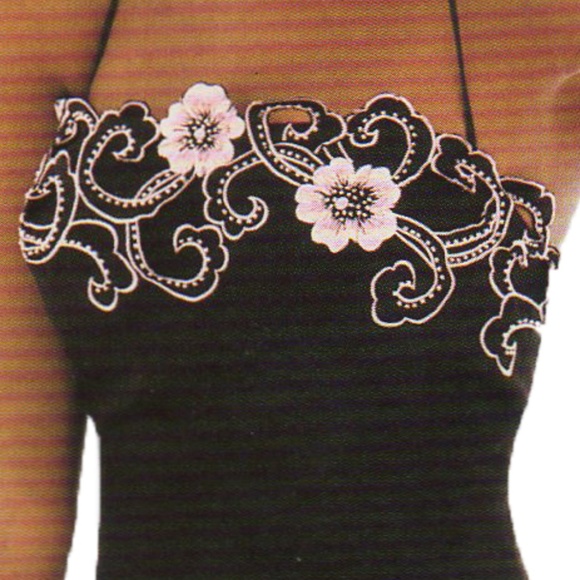 Le Gala Black and Pink Flower Satin Gown - Picture 5 of 5